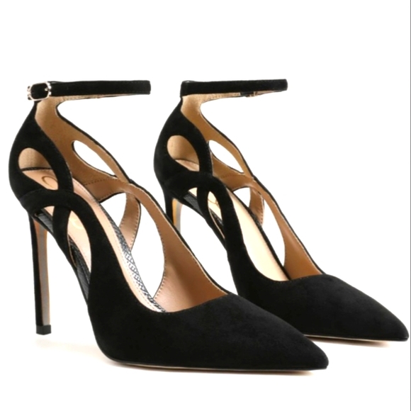 Sam Edelman Adelisa Ankle Strap Stiletto High Heels in Black Suede Size 9.5 - Picture 1 of 8